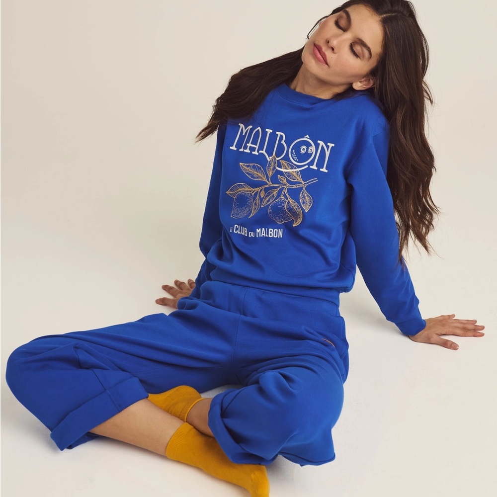 2pc SET MALBON Adeline Sweatpants Crew Neck Pullover Sweatshirt Loungewear